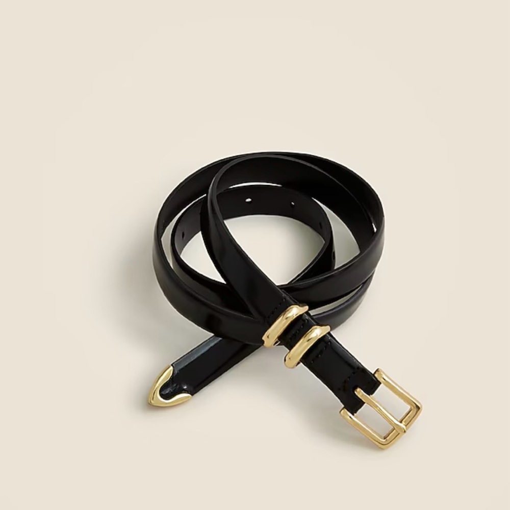 J. Crew Black Belt with Gold Buckle